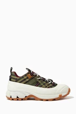 Buy Burberry Green Arthur Sneakers in Check Cotton Online for Women Ounass Oman