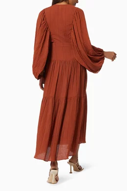 open lace back dress Shona Joy Chara Silk Tie Maxi Dress in Flame/Multi  Coco & Lola