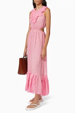 Buy ALEMAIS Pink Antonella Cut Out Dress in Silk For Women Online | Ounass  Oman