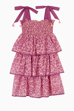 Buy Zimmermann Pink Teddy Shirred Tiered Dress in Cotton For Girls Online |  Ounass Oman