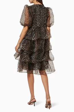Buy Ganni Brown Tiered Midi Dress in Recycled Polyester Blend Organza For  Women Online | Ounass Oman