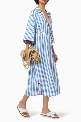 white christmas dresses GANNI Women's Stripe Cotton Mini Wrap Dress main image 1