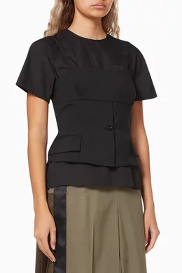 Buy Sacai Black Suiting Mix Bustier & T-shirt For Women Online