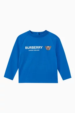 Buy Burberry Blue Thomas Bear Long sleeve Top in Cotton For Baby Boys Online Ounass Oman