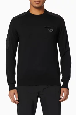 トップス PRADA nylon wool ds knit black Prada // Sport Black Wool Knit Zip Sweater – VSP Consignment