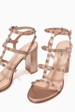 Valentino rockstud sandals rose gold top