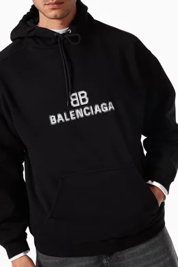 Buy Balenciaga Black BB Pixel Logo Medium Fit Hoodie in