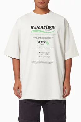 Balenciaga dry clean shirt pvc シャツ 登坂着用 Buy Balenciaga White Dry Cleaning Large Fit T-shirt in Organic