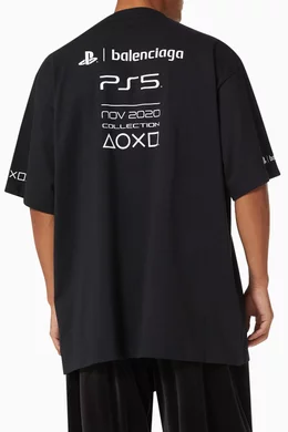 BALENCIAGA ×  23SS GAME SHIRT Buy Balenciaga Black Playstation Boxy T-shirt in Vintage Jersey
