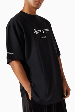 Buy Balenciaga Black Playstation Boxy T-shirt in Vintage Jersey