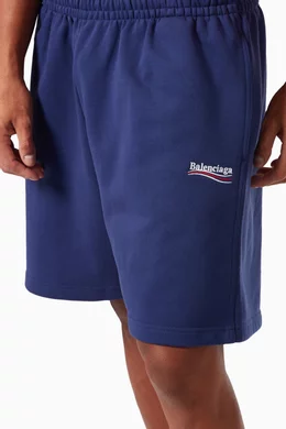 Buy Balenciaga Blue Political Campaign Sweatshorts in Curly Fleece