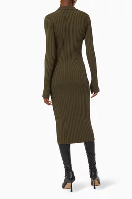 helmut lang slash long sleeve dress Helmut Lang Long Sleeved Slash Ribbed Cotton Dress In Black