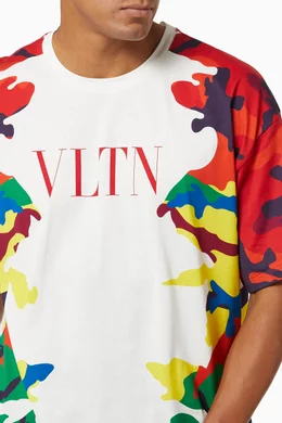 Buy Valentino Garavani Multicolour VLTN T-shirt with CAMOU7 Print 