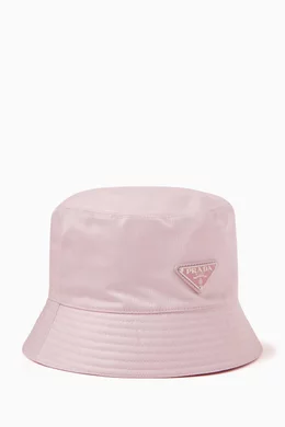 Buy Prada Pink Triangle Logo Bucket Hat in Re-Nylon For 