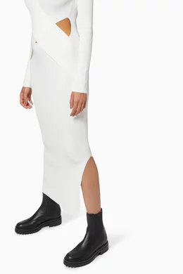 Buy SIR The Label Neutral Celena Draped Midi Dress in Ribbed Knit For Women Online Ounass Oman