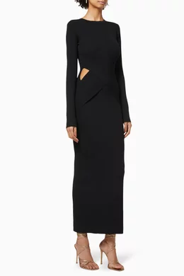 celena draped midi dress Buy SIR The Label Black Celena Draped Midi Dress in Ribbed Knit For Women  Online