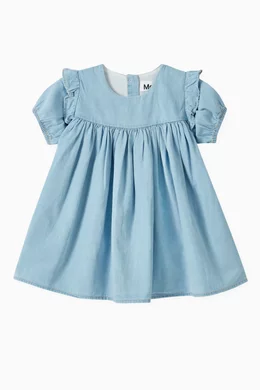molo denim dress Cherinne broderie anglaise denim dress in blue - Molo