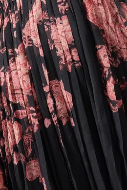 Buy Hemant & Nandita Black Luana Pleated Long Dress in Chiffon For Women  Online | Ounass Oman