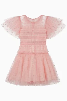 self portrait pink dot mesh mini dress Buy Self Portrait Pink Pleated Gathered Mini Dress in Dot Mesh For Girls  Online