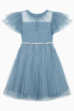knee length dresses for ladies White Polka Dot Linen Midi Dress – self-portrait-US main image 1