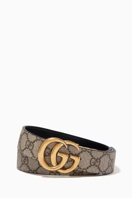 Buy Gucci Black GG Marmont Reversible Belt in GG Supreme Canvas Leather For Women Online Ounass Oman