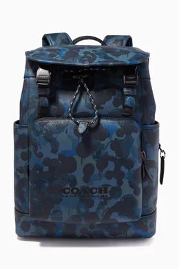 Buy Coach Blue League Flap backpack in Camo Print Leather For Men Online Ounass Oman