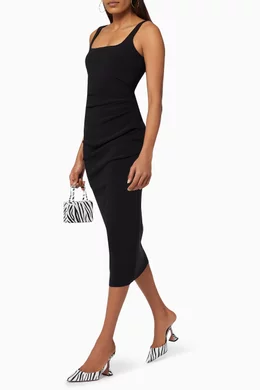 Buy Bec + Bridge Black Karina Tuck Midi Dress in Stretch Crepe For Women  Online | Ounass Oman