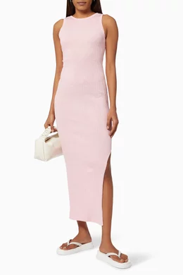 Buy Bec + Bridge Pink Riviera Midi Dress in Stretch Rib-knit For Women  Online | Ounass Oman