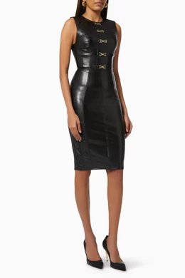 elisabetta franchi leather dress Buy Elisabetta Franchi Black Sheath Dress in Faux Leather For Women Online