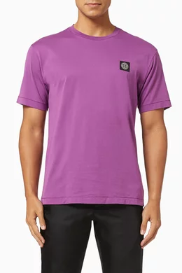Buy Stone Island Purple Compass Patch T-shirt in Cotton Jersey For