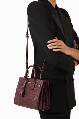 Buy SAINT LAURENT Burgundy Nano Classic Sac de Jour in Croc embossed Shiny Leather For Women Online Ounass Oman