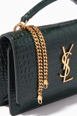Buy SAINT LAURENT Green Sunset Chain Wallet in Croc embossed Shiny Leather For Women Online Ounass Oman