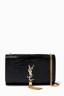 Buy SAINT LAURENT Black Medium Kate Bag in Croc embossed Shiny Leather For Women Online Ounass Oman