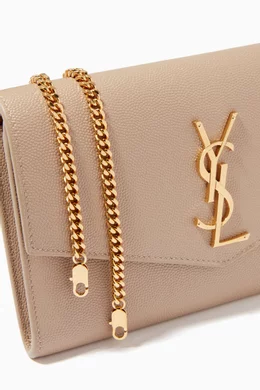 Buy SAINT LAURENT Neutral Uptown Chain Wallet in Grain de Poudre Embossed Leather For Women Online Ounass Oman