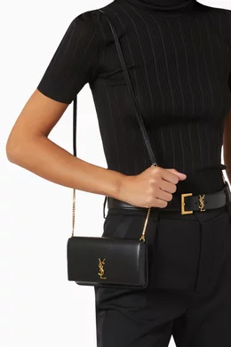 Monogram phone holder with strap in smooth leather ysl hotsell