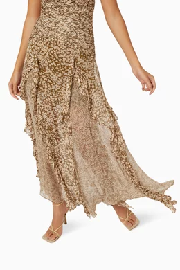 shona joy claudette ruched frill maxi dress Free People Shona Joy Claudette Ruched Frill Dress