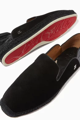 Buy Christian Louboutin Black Espadon Espadrilles in Suede  display picture 1