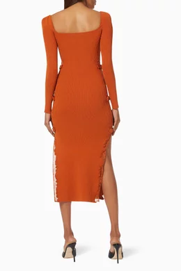 open lace back dress Self Portrait Women's Red Bandeau Crepe Midi Dress, Red, 10 at Amazon  Women's Clothing store