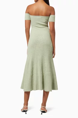 Buy ANNA QUAN Green Valerie Midi Dress in Ribbed Knit For Women Online |  Ounass Oman