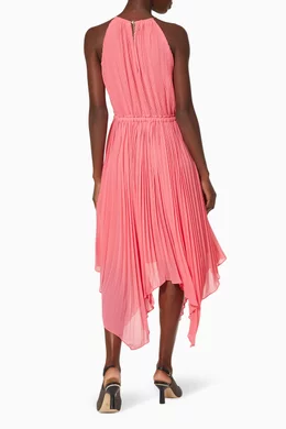 michael kors georgette pleated halter dress MICHAEL Michael Kors Chain Halter-Neck Pleated Georgette Maxi Dress