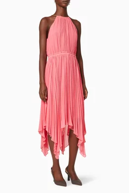 michael kors pleated georgette halter dress MICHAEL Michael Kors Chain Halter-Neck Pleated Georgette Maxi Dress