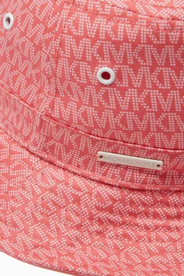 Buy Michael Kors Pink Logo Print Bucket Hat in Stretch  display picture 1