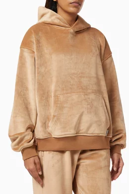 Buy Alexander Wang Brown Hoodie in Bonded Velvet For Women Online 