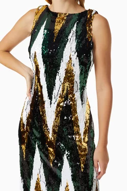 Buy Badgley Mischka Multicolour Chevron Sequin Gown For Women Online |  Ounass Oman