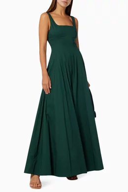 Buy Staud Green Wells Maxi Dress in Cotton Poplin For Women Online | Ounass  Oman
