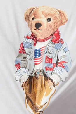 Buy Polo Ralph Lauren White Bandana Polo Bear T shirt in Cotton Jersey For Women Online Ounass Oman
