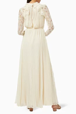 self portrait ivory chiffon maxi dress White Chiffon Bow Maxi Dress  self-portrait-US