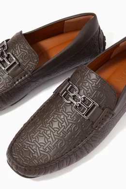 Buy Bally Brown Parsal Driver Shoes in Embossed Calf Leather For