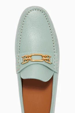 Buy Bally Blue Lezy Driver Shoes in Grained Leather For Women 