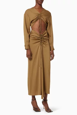 ruched disconnect shirt dress Christopher Esber - Christoper Esber Ruched Disconnect Shirt Dress - Yellow